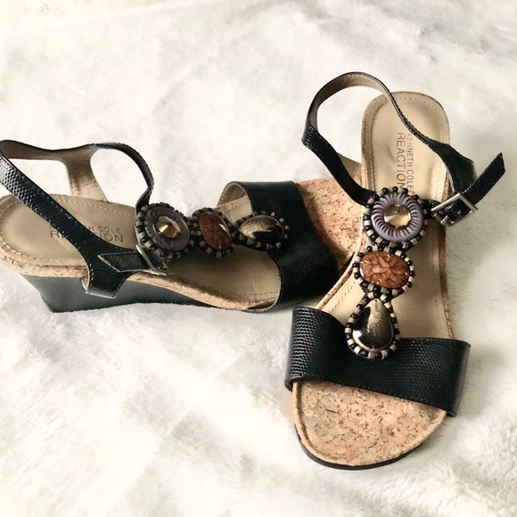 Kenneth Cole Women’s Black Wedge Sandals - Picture 3 of 12